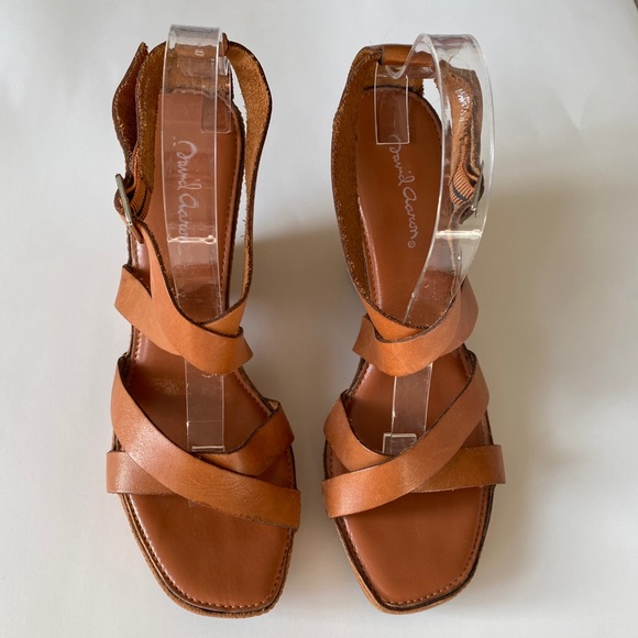 David Aaron leather strappy wedges - Picture 2 of 8
